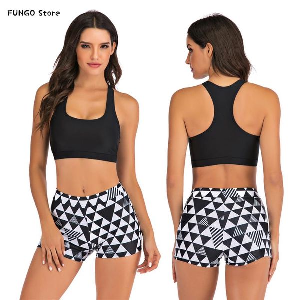 women swimwear two pieces tankini swimsuit swim beach sport shorts bathing suit bodysuit plus size black women's, White;black
women swimwear two pieces tankini swimsuit swim beach sport shorts bathing suit bodysuit plus size black women's, White;black