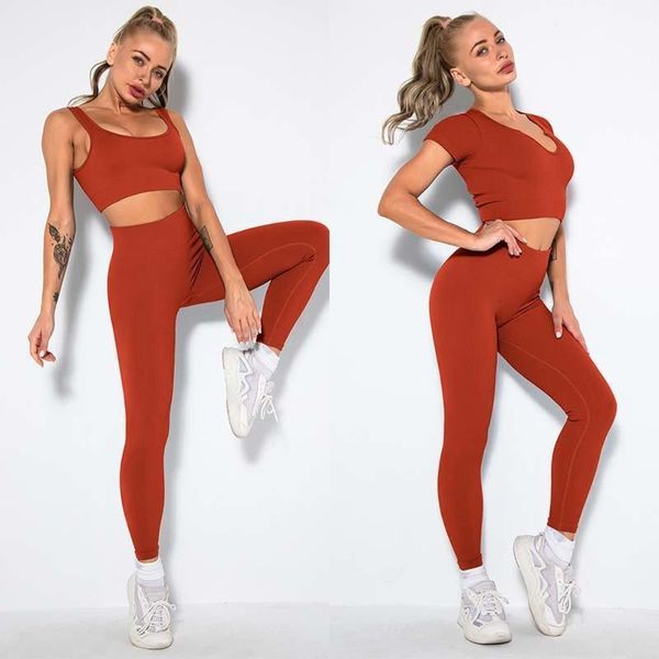 yoga outfit woman sportwear set seamless gym crop bra pad elastic leggings push up pants exercise running suit athletic
yoga outfit woman sportwear set seamless gym crop bra pad elastic leggings push up pants exercise running suit athletic