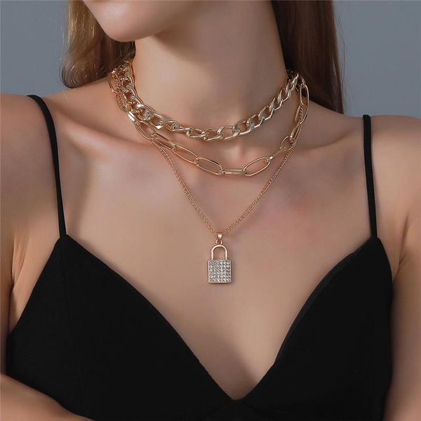 modyle gold silver color layered chain crystal lock pendant necklace for women punk choker padlock goth jewelry accessories necklaces
modyle gold silver color layered chain crystal lock pendant necklace for women punk choker padlock goth jewelry accessories necklaces