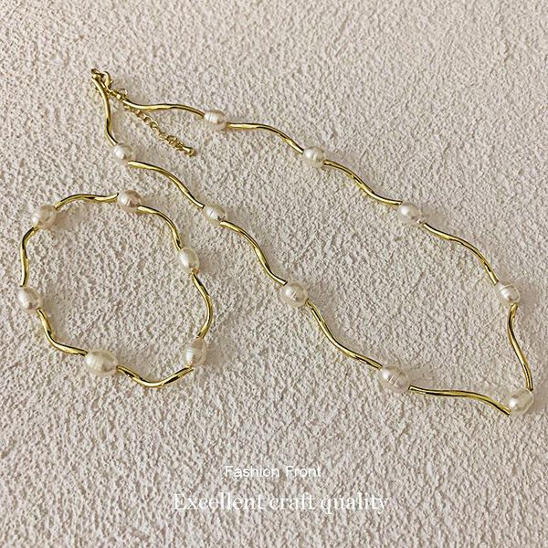 chains gaku korean design freshwater pearl bracelet wave stitching gold personality wild female necklace, Silver
chains gaku korean design freshwater pearl bracelet wave stitching gold personality wild female necklace, Silver