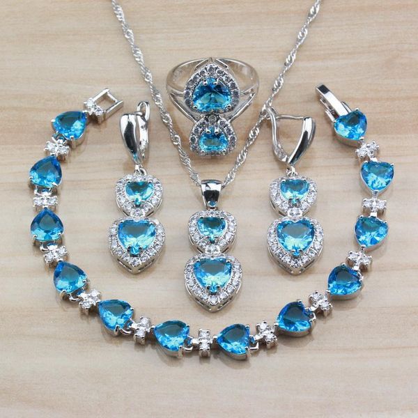 earrings & necklace fashion party accessories silver color heart jewelry sets for women sky blue cz long earrings/necklace/bracelet and ring
earrings & necklace fashion party accessories silver color heart jewelry sets for women sky blue cz long earrings/necklace/bracelet and ring