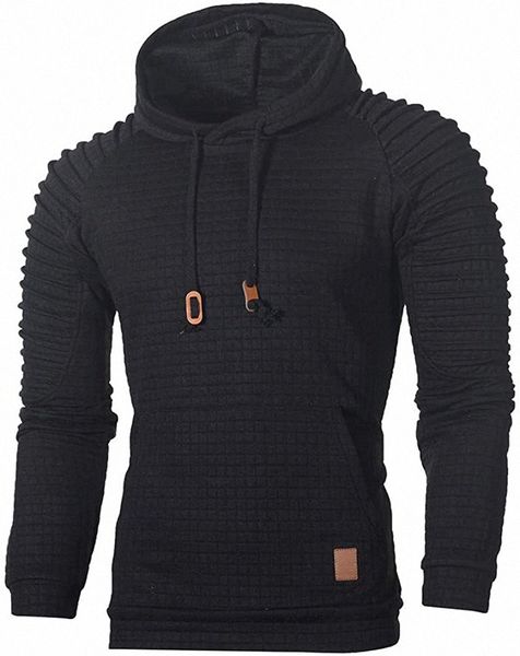 men's outerwear light hooded sweatshirt, pleated plaid hoodies trendy blouse 03rc#, Black
men's outerwear light hooded sweatshirt, pleated plaid hoodies trendy blouse 03rc#, Black