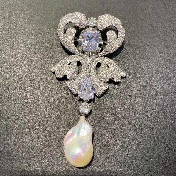 pins, brooches vintage baroque natural fresh water pearl brooch pendant double use copper with cubic zircon big fashion women jewelry, Gray
pins, brooches vintage baroque natural fresh water pearl brooch pendant double use copper with cubic zircon big fashion women jewelry, Gray