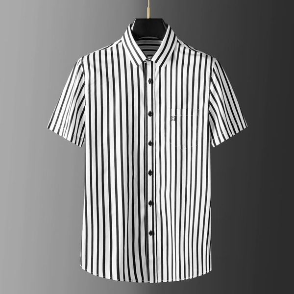 men's casual shirts 100% cotton male luxury short sleeve embroidery mens dress fashion slim fit stripe man 3xl, White;black
men's casual shirts 100% cotton male luxury short sleeve embroidery mens dress fashion slim fit stripe man 3xl, White;black