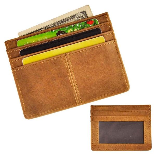 card holders men women leather business case holder id window slim handy wallet front packet purse 1079-l, Brown;gray
card holders men women leather business case holder id window slim handy wallet front packet purse 1079-l, Brown;gray