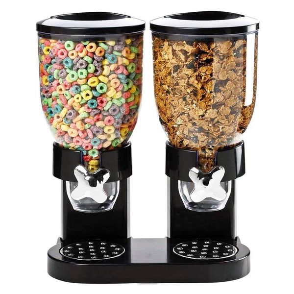 double chamber airtight cereal and dry dispenser with built in spill tray for home, kitchen, counter, breakfast, pets, processors food
double chamber airtight cereal and dry dispenser with built in spill tray for home, kitchen, counter, breakfast, pets, processors food
