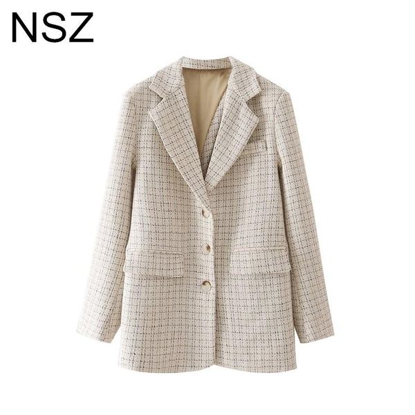women's suits & blazers nsz women khaki ovesized plaid tweed blazer open back large size autumn checked suit coat jacket ladies loose o, White;black
women's suits & blazers nsz women khaki ovesized plaid tweed blazer open back large size autumn checked suit coat jacket ladies loose o, White;black
