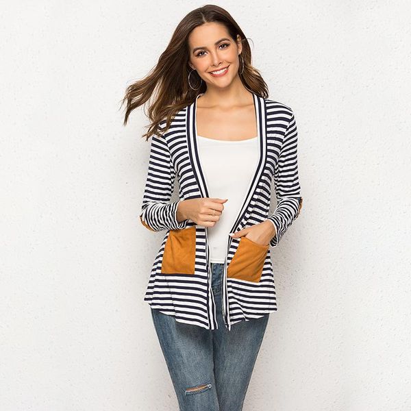 women's jackets women long sleeve stripe coats patchwork cardigan female elegant pocket coat femme fashion streetwear, Black;brown
women's jackets women long sleeve stripe coats patchwork cardigan female elegant pocket coat femme fashion streetwear, Black;brown