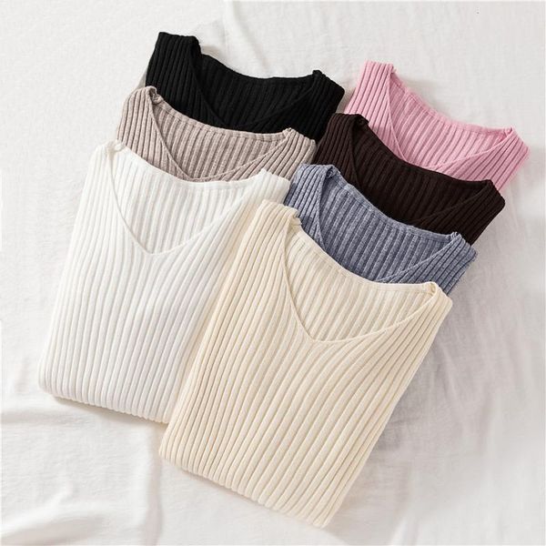 women's sweaters gaganight 2021 pullover knit sweater women winter clothes jumper v neck soft rib knitted knitwear pull femme, White;black
women's sweaters gaganight 2021 pullover knit sweater women winter clothes jumper v neck soft rib knitted knitwear pull femme, White;black