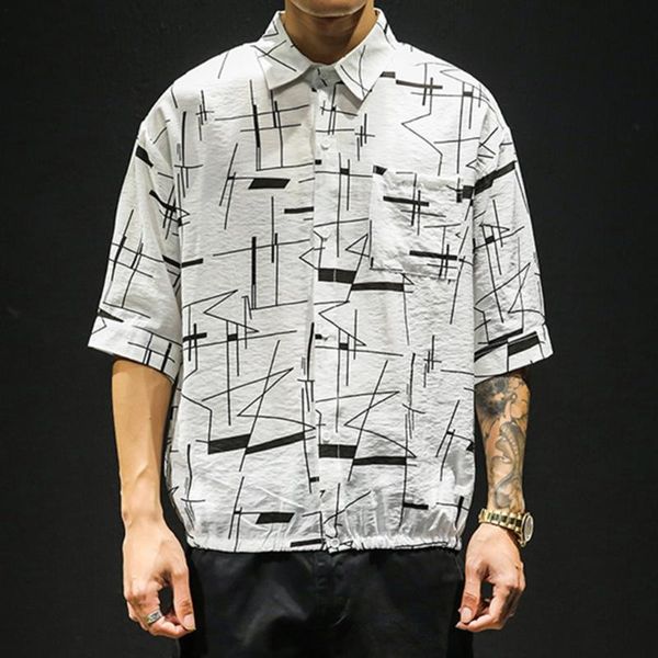 men's casual shirts harajuku style streetwear geometric patchwork retro short sleeve shirt comfortable printed camisas hombre, White;black
men's casual shirts harajuku style streetwear geometric patchwork retro short sleeve shirt comfortable printed camisas hombre, White;black