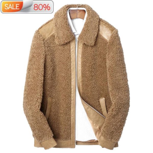 men's leather & faux wool coat autumn winter real sheep shearling coats streetwear lamb fur jacket veste homme lsy0290 nd1256, Black
men's leather & faux wool coat autumn winter real sheep shearling coats streetwear lamb fur jacket veste homme lsy0290 nd1256, Black