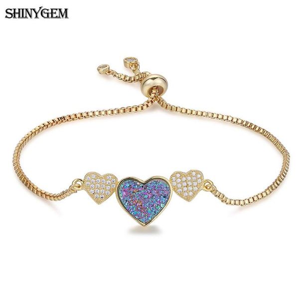 charm bracelets shinygem cute druzy heart cz crystal natural stone golden triple love couple for women, Golden;silver
charm bracelets shinygem cute druzy heart cz crystal natural stone golden triple love couple for women, Golden;silver