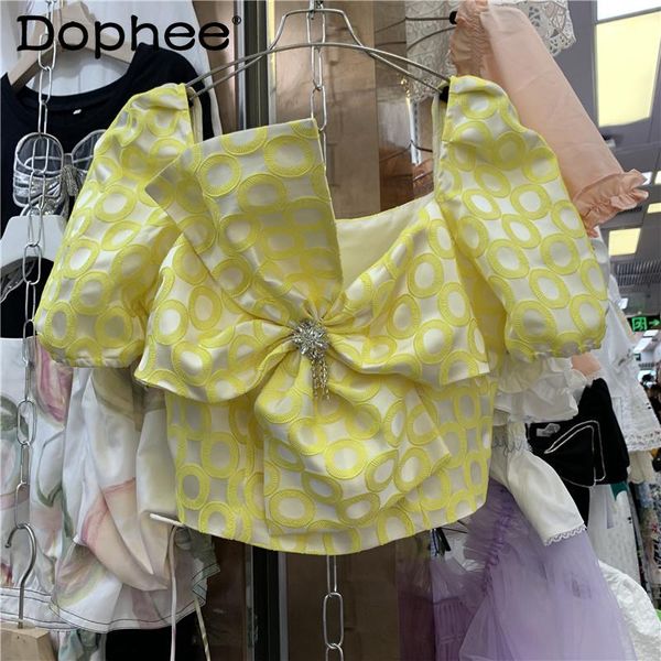 women's blouses & shirts french square collar print bow shirt crop lady high waist slimming zipper blouse 2021 summer fashion clothing, White
women's blouses & shirts french square collar print bow shirt crop lady high waist slimming zipper blouse 2021 summer fashion clothing, White