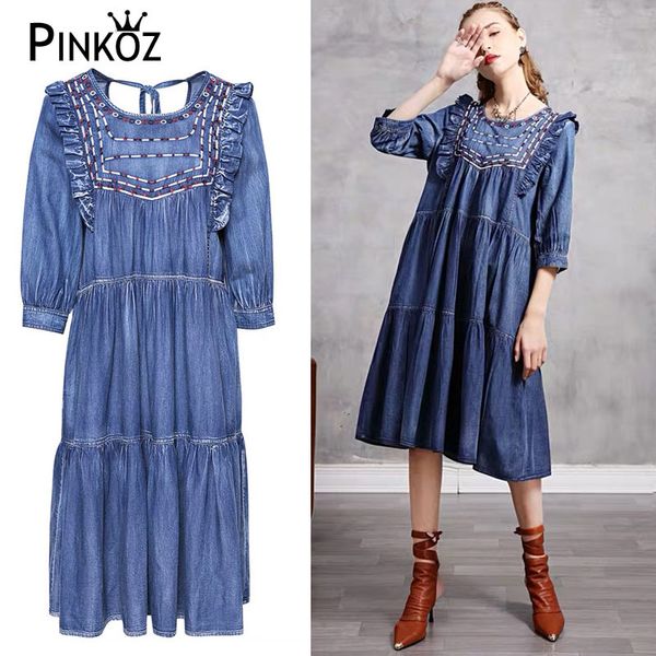 arrival knee length denim dresses one-piece women vintage embroidery dress causal daily backless robe plus size chic 210421, White
arrival knee length denim dresses one-piece women vintage embroidery dress causal daily backless robe plus size chic 210421, White