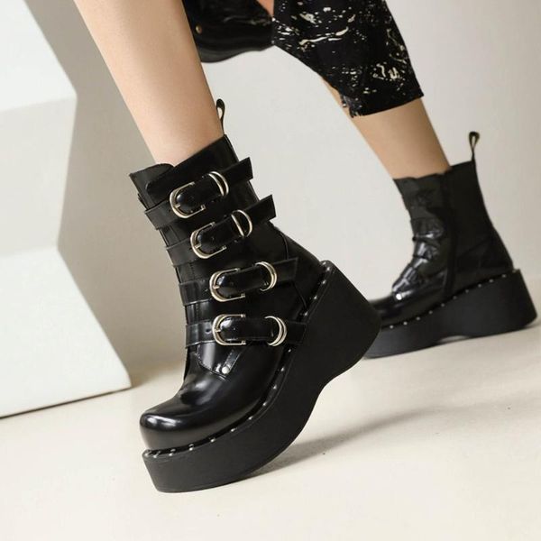 boots 2021 wedges round toe zip female motorcycle high heel ankle booties with metal decoration med platform cosy women shoes, Black
boots 2021 wedges round toe zip female motorcycle high heel ankle booties with metal decoration med platform cosy women shoes, Black