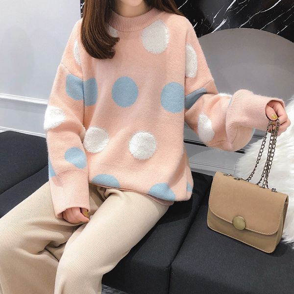 fashion sweater small fresh round neck pullover women's korean loose big wave dot color contrast bottomed in autumn and winter 2021, White;black
fashion sweater small fresh round neck pullover women's korean loose big wave dot color contrast bottomed in autumn and winter 2021, White;black
