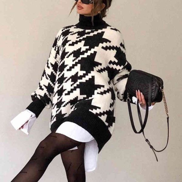 women's sweaters winter turtleneck warm thick knitted casual geometric houndstooth loose sweater women long sleeve pullover j, White;black
women's sweaters winter turtleneck warm thick knitted casual geometric houndstooth loose sweater women long sleeve pullover j, White;black