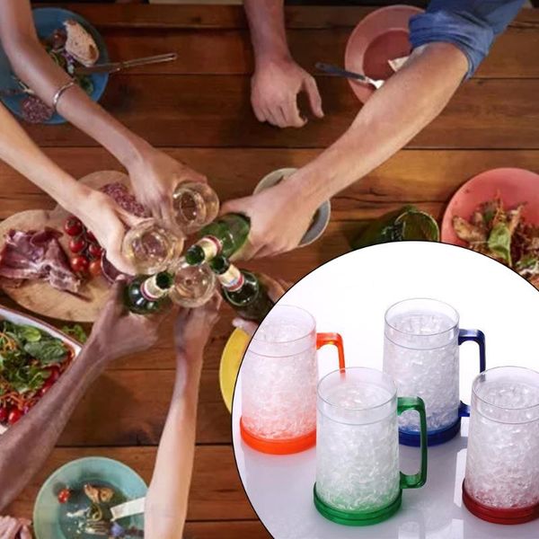 mugs er ice beer mug double wall gel frosty cup drinking glasses clear cooling wine