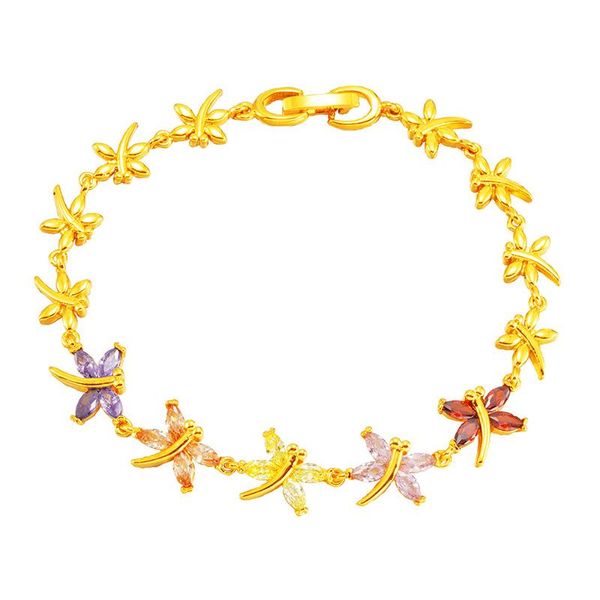 link, chain dragonfly bracelet colorful zircon for women 24k gold plated birthday anniversary wedding jewelry gift, Black
link, chain dragonfly bracelet colorful zircon for women 24k gold plated birthday anniversary wedding jewelry gift, Black