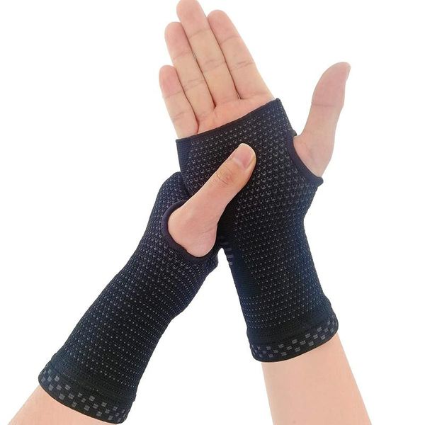 wrist support compression gloves carpal tunnel for women&men hand brace sleeves pain relief black, Black;red
