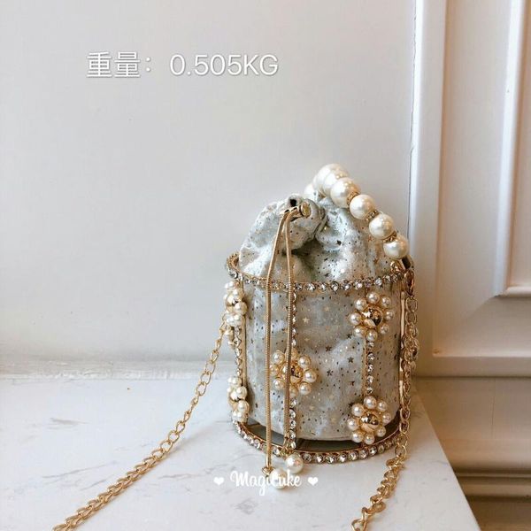 handmade pearl flower rhinestone mother and child cage bag single shoulder messenger purse, White
handmade pearl flower rhinestone mother and child cage bag single shoulder messenger purse, White