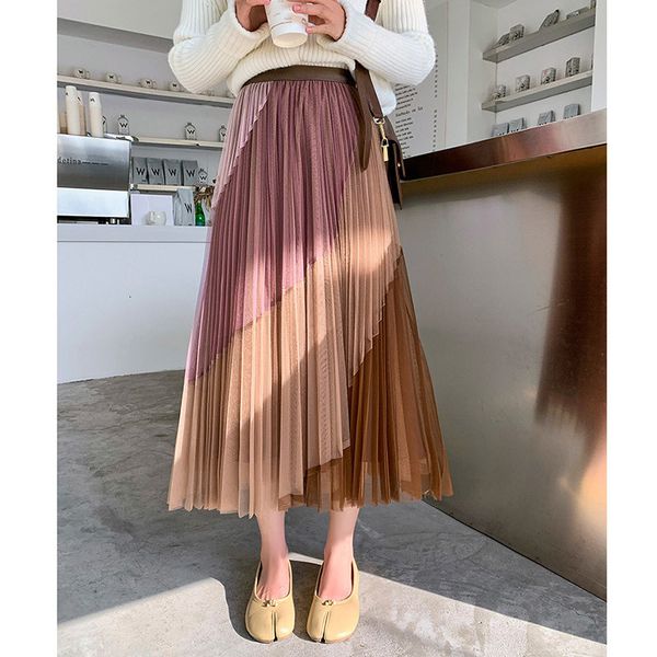skirt 4 colors patchwork mesh pleated spring a line elastic high waist midi faldas largas mujer, Black
skirt 4 colors patchwork mesh pleated spring a line elastic high waist midi faldas largas mujer, Black