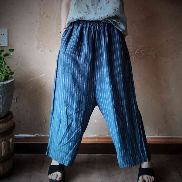 johnature autumn striped pants linen elastic mid waist loose vintage ankle-length linen casual women wide leg pants 210521, Black;white
johnature autumn striped pants linen elastic mid waist loose vintage ankle-length linen casual women wide leg pants 210521, Black;white
