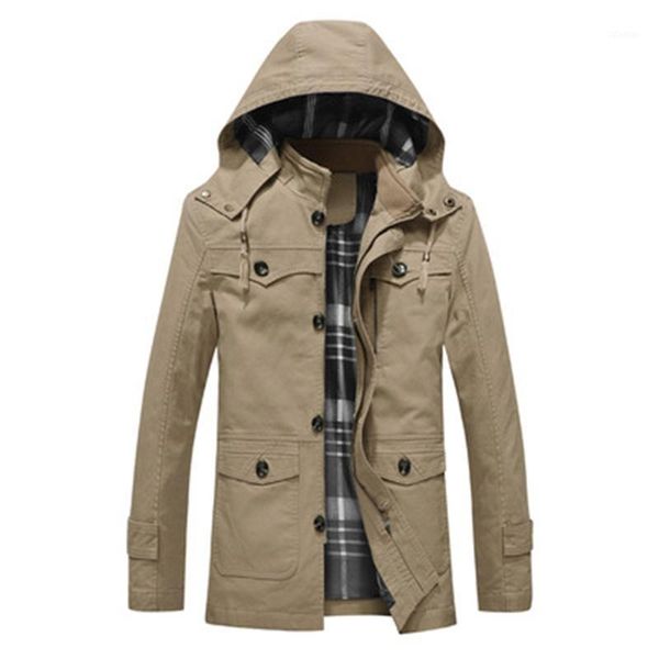 men's trench coats 2021 autumn and winter washed cotton thin jacket european american fashion hooded windbreaker, Tan;black
men's trench coats 2021 autumn and winter washed cotton thin jacket european american fashion hooded windbreaker, Tan;black