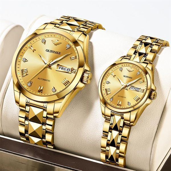 luxury gold couple watch automatic self-wind japan movement tungsten steel band fashion waterproof mechanical watches wristwatches, Slivery;brown
luxury gold couple watch automatic self-wind japan movement tungsten steel band fashion waterproof mechanical watches wristwatches, Slivery;brown