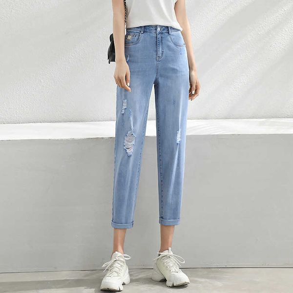 9-point-hole-old-dad summer thin pants women 2021 high waist elastic loose jeans, Blue
9-point-hole-old-dad summer thin pants women 2021 high waist elastic loose jeans, Blue