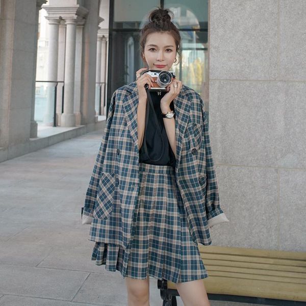 two piece dress spring autumn vintage plaid 2 sets blazer and pleated skirts women preppy style double breasted elegant suit jacket y899, White
two piece dress spring autumn vintage plaid 2 sets blazer and pleated skirts women preppy style double breasted elegant suit jacket y899, White