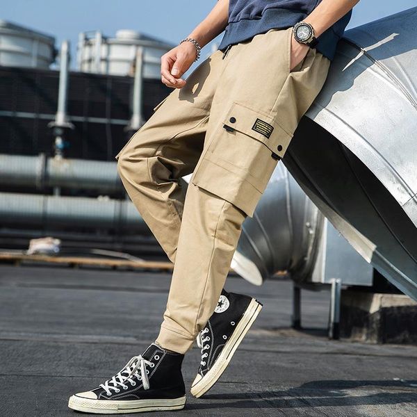 men's pants 2021 spring autumn casual cargo men cotton solid drawstring pockets korean fashion loose fit ankle length 5xl, Black
men's pants 2021 spring autumn casual cargo men cotton solid drawstring pockets korean fashion loose fit ankle length 5xl, Black