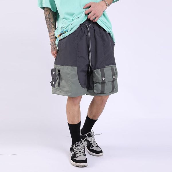 men's shorts high street drawstring color block pockets cargo men and women straight retro oversize overalls casual summer short, White;black
men's shorts high street drawstring color block pockets cargo men and women straight retro oversize overalls casual summer short, White;black