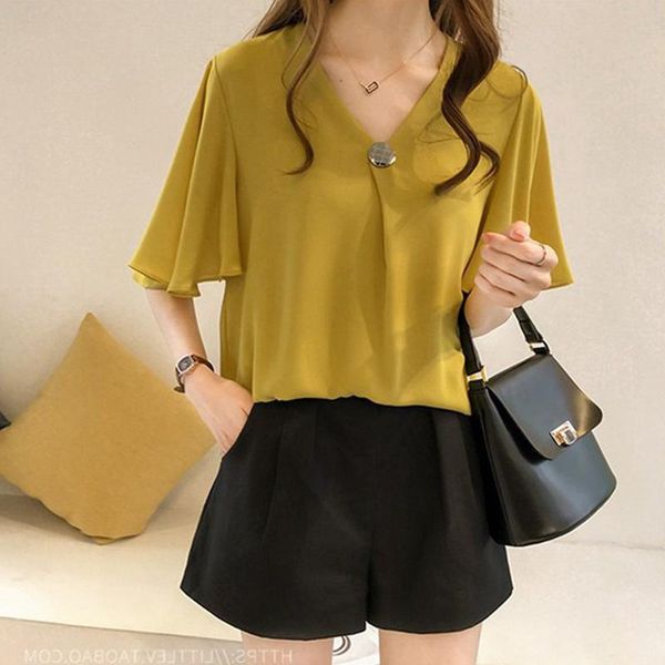 2021 women summer blouse solid color v collar medium sleeve chiffon female plus szie women's blouses & shirts, White
2021 women summer blouse solid color v collar medium sleeve chiffon female plus szie women's blouses & shirts, White