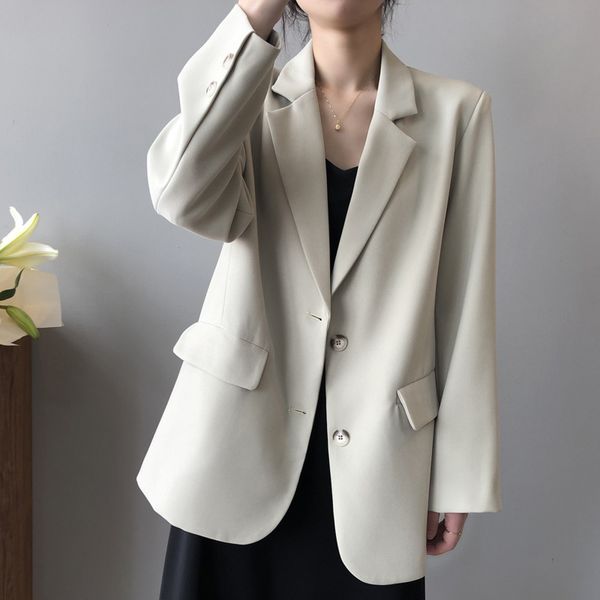 women solid color daliy interview blue blazer notched long sleeve loose jacket fashion spring autumn 16w927 210510, White;black
women solid color daliy interview blue blazer notched long sleeve loose jacket fashion spring autumn 16w927 210510, White;black