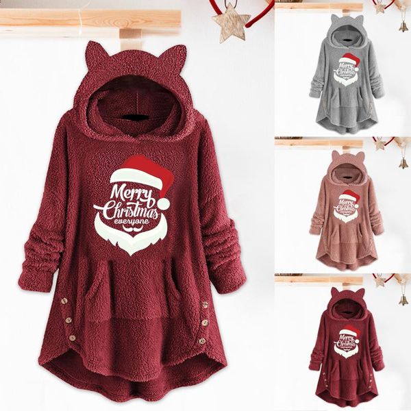 women's hoodies & sweatshirts ladies thickened christmas overcoat plush warm coat long sleeve letter printed hoodie pullover jacket wit, Black
women's hoodies & sweatshirts ladies thickened christmas overcoat plush warm coat long sleeve letter printed hoodie pullover jacket wit, Black
