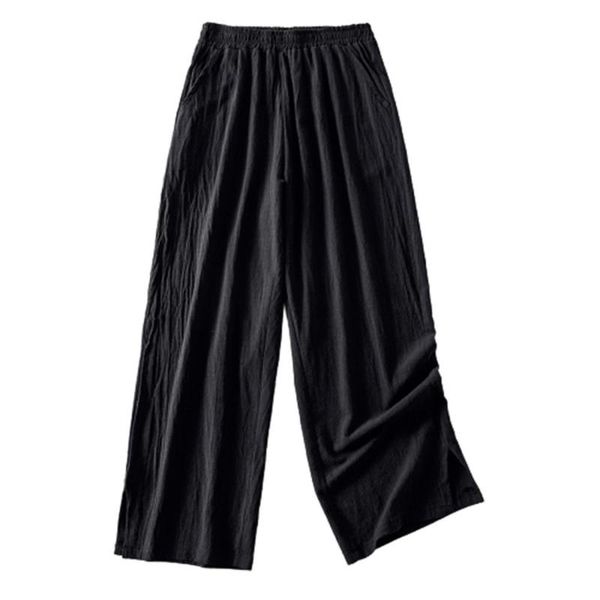 women's pants & capris missky women solid color summer loose large size side slit high waist cropped female trousers, Black;white
women's pants & capris missky women solid color summer loose large size side slit high waist cropped female trousers, Black;white