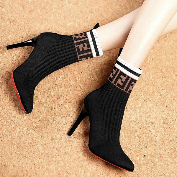 socks and boots autumn winter pointed elastic fabric fashion thin heel sleeve color matching high heels women's sho, Black
socks and boots autumn winter pointed elastic fabric fashion thin heel sleeve color matching high heels women's sho, Black