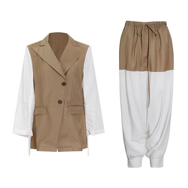 women's pants & capris hit color sets for women notched flare long sleeve blazer high waist casual two piece set female fashion, Black;white
women's pants & capris hit color sets for women notched flare long sleeve blazer high waist casual two piece set female fashion, Black;white