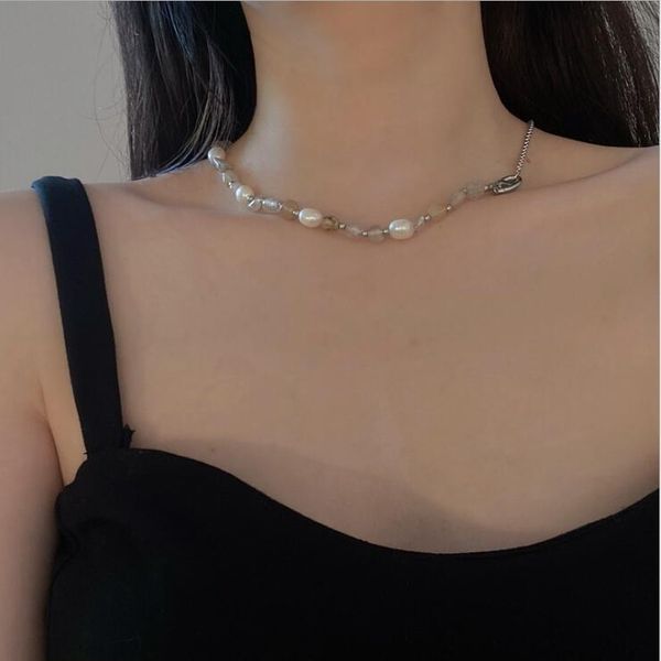 chains freshwater pearl crystal necklace korean retro splicing niche clavicle chain pig nose personality contracted neck, Silver
chains freshwater pearl crystal necklace korean retro splicing niche clavicle chain pig nose personality contracted neck, Silver