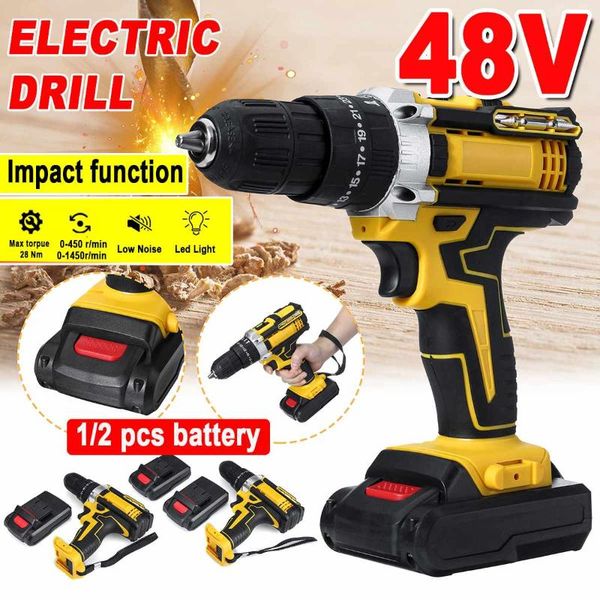 professiona electric drills 48v cordless drill screwdriver with 2pcs rechargeable lithium-ion battery 25+3 torque impact power tool
professiona electric drills 48v cordless drill screwdriver with 2pcs rechargeable lithium-ion battery 25+3 torque impact power tool