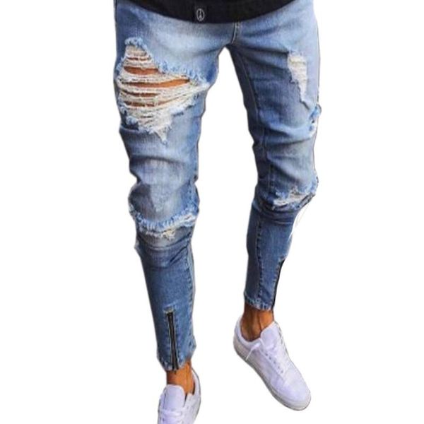 men's jeans high-end ankle zipper hiphop men plus size knee holes joggers man self-cultivation classic denim pants, Blue
men's jeans high-end ankle zipper hiphop men plus size knee holes joggers man self-cultivation classic denim pants, Blue