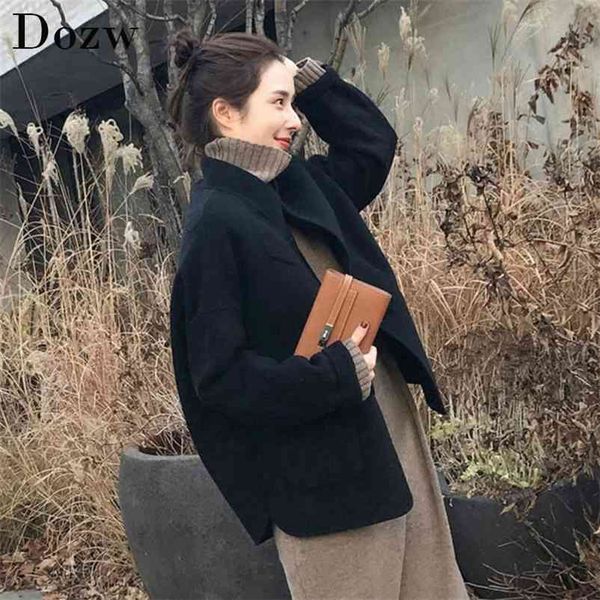 women wool coat jacket autumn winter woolen blend casual long sleeve korean fashion clothing for womens outwear s 210515, Black
women wool coat jacket autumn winter woolen blend casual long sleeve korean fashion clothing for womens outwear s 210515, Black