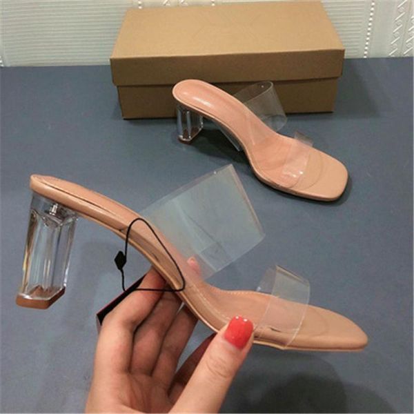 sandals women's shoes natural color acrylic square toe high-heeled plastic crystal one word with slippers wo, Black
sandals women's shoes natural color acrylic square toe high-heeled plastic crystal one word with slippers wo, Black