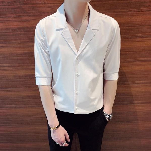 men's casual shirts 2022 summer shirt mens short sleeve classic design black white half slim fit lapel single breasted, White;black
men's casual shirts 2022 summer shirt mens short sleeve classic design black white half slim fit lapel single breasted, White;black