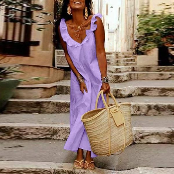 casual dresses celmia women fashion sleeveless strap summer beach dress solid color loose ruffles sundress v-neck vestidos, Black;gray
casual dresses celmia women fashion sleeveless strap summer beach dress solid color loose ruffles sundress v-neck vestidos, Black;gray
