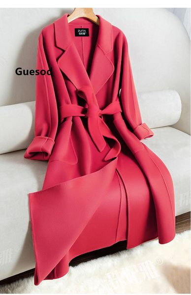 women's wool & blends women cashmere coat pink female medium length 2021 loose woolen outerwear, Black
women's wool & blends women cashmere coat pink female medium length 2021 loose woolen outerwear, Black