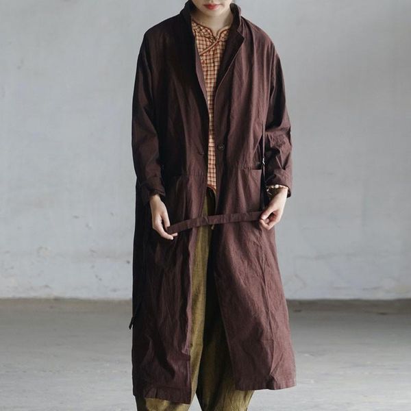 women's trench coats qpfjqd winter autumn vintage single button lace up windbreaker loose casual women chinese long turn down collar, Tan;black
women's trench coats qpfjqd winter autumn vintage single button lace up windbreaker loose casual women chinese long turn down collar, Tan;black