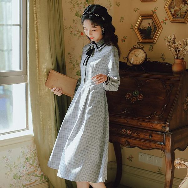 casual dresses long-sleeved retro plaid dress 2021 women spring preppy style bow cute sweet female, Black;gray
casual dresses long-sleeved retro plaid dress 2021 women spring preppy style bow cute sweet female, Black;gray