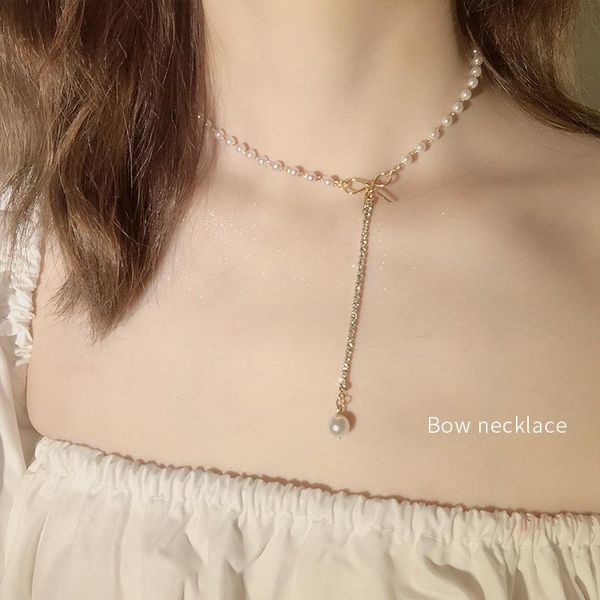 pearl crystal bowknot gold color pendant with bling rhinestone long chain necklace for women fashion jewelry gift chains, Silver
pearl crystal bowknot gold color pendant with bling rhinestone long chain necklace for women fashion jewelry gift chains, Silver